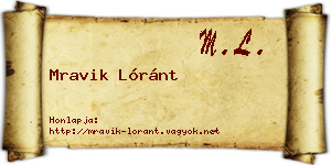 Mravik Lóránt névjegykártya